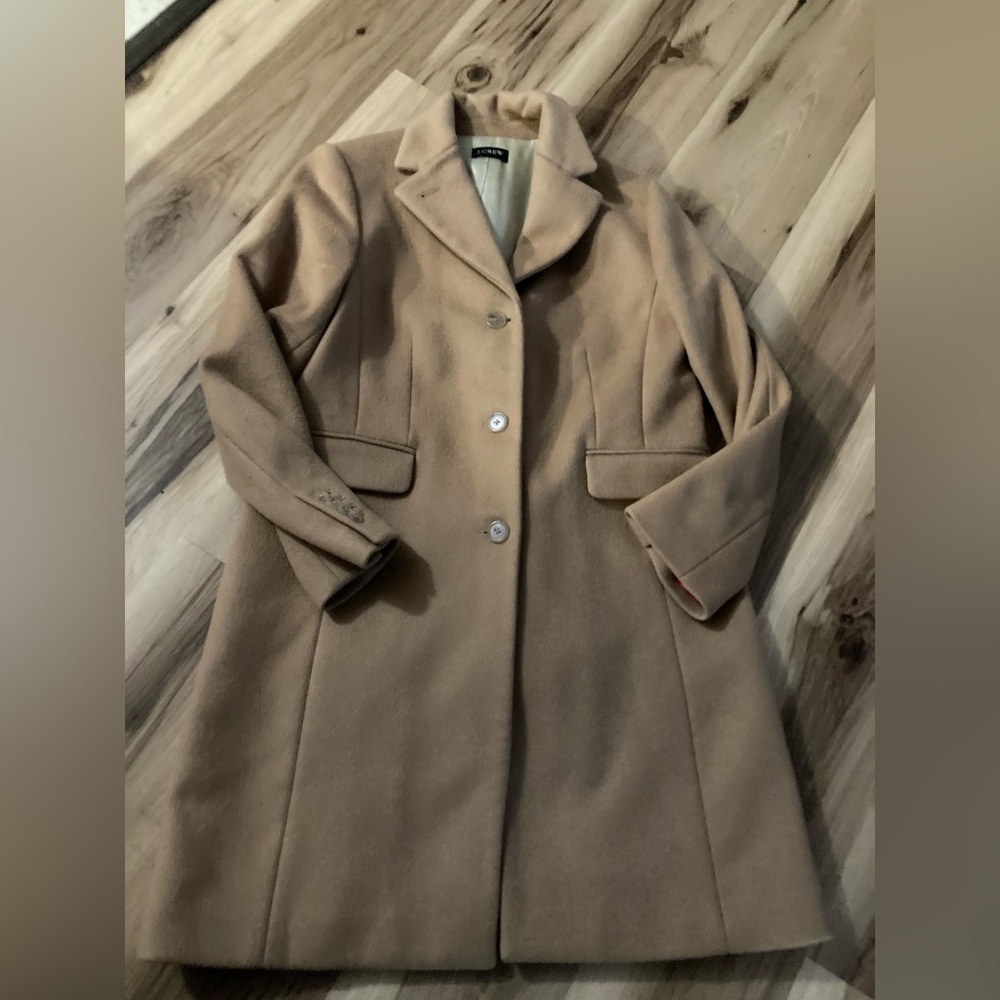 J Crew Tan Wool Trench Coat Small #18268 - Picture 1 of 5
